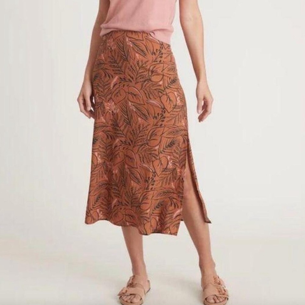 Marine Layer rust floral midi skirt, size 10